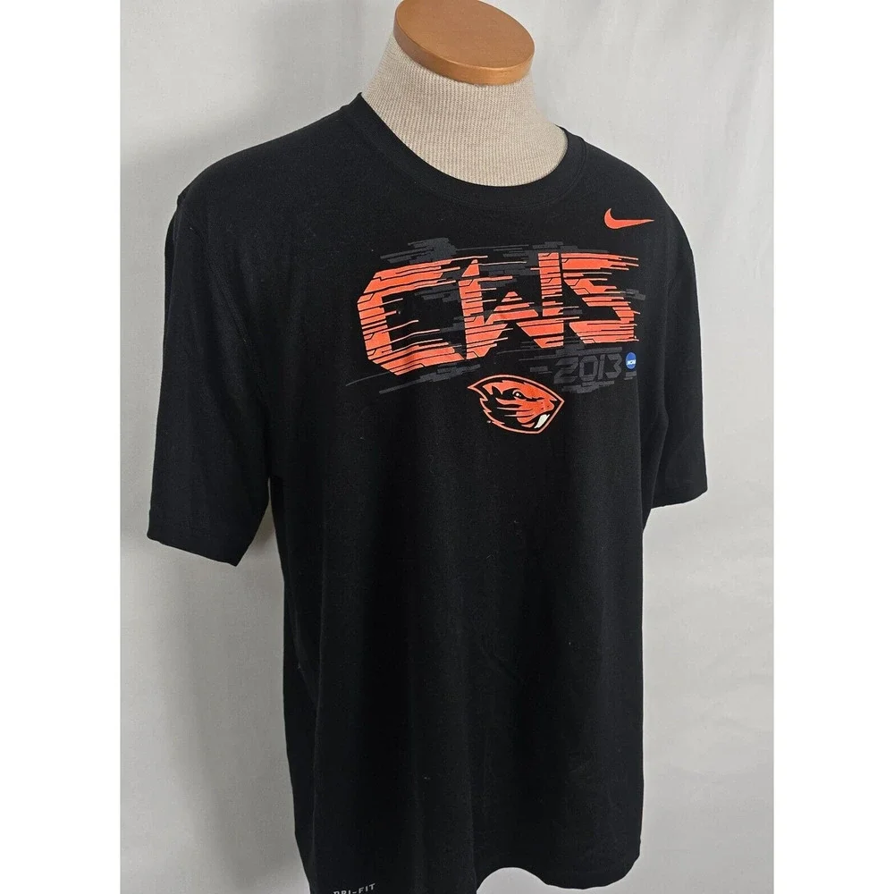 Nike Oregon State Beavers SS T-Shirt Men's XL Black Dri-Fit 2013 CWS NCAA